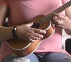 person playing the ukulele